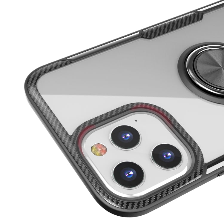 For iPhone 12 / 12 Pro Shockproof Transparent TPU + Acrylic Protective Case with Ring Holder