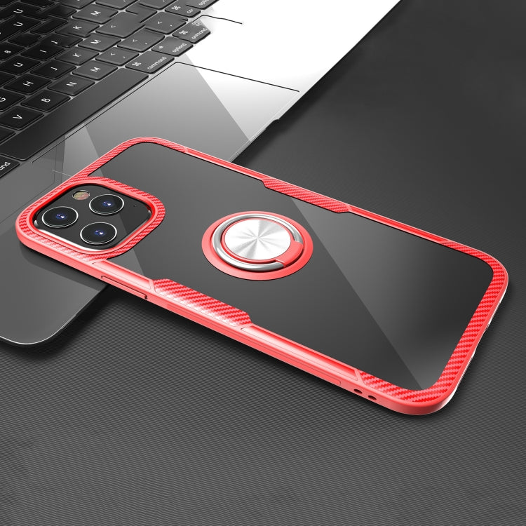 For iPhone 12 / 12 Pro Shockproof Transparent TPU + Acrylic Protective Case with Ring Holder