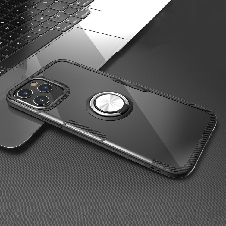 For iPhone 12 Pro Max Shockproof Transparent TPU + Acrylic Protective Case with Ring Holder