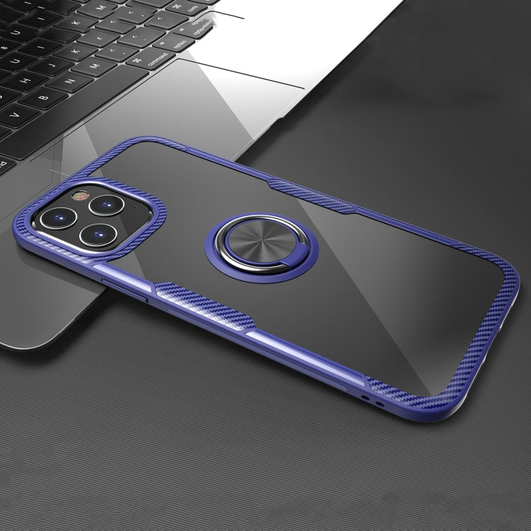 For iPhone 12 Pro Max Shockproof Transparent TPU + Acrylic Protective Case with Ring Holder