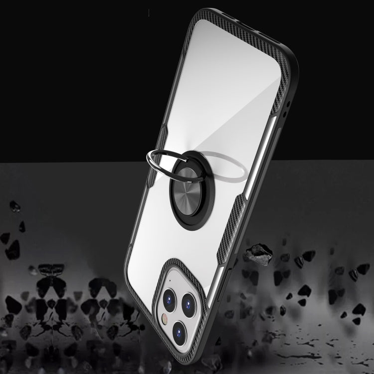 For iPhone 12 Pro Max Shockproof Transparent TPU + Acrylic Protective Case with Ring Holder