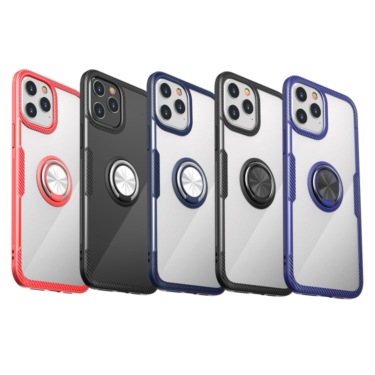 For iPhone 12 Pro Max Shockproof Transparent TPU + Acrylic Protective Case with Ring Holder