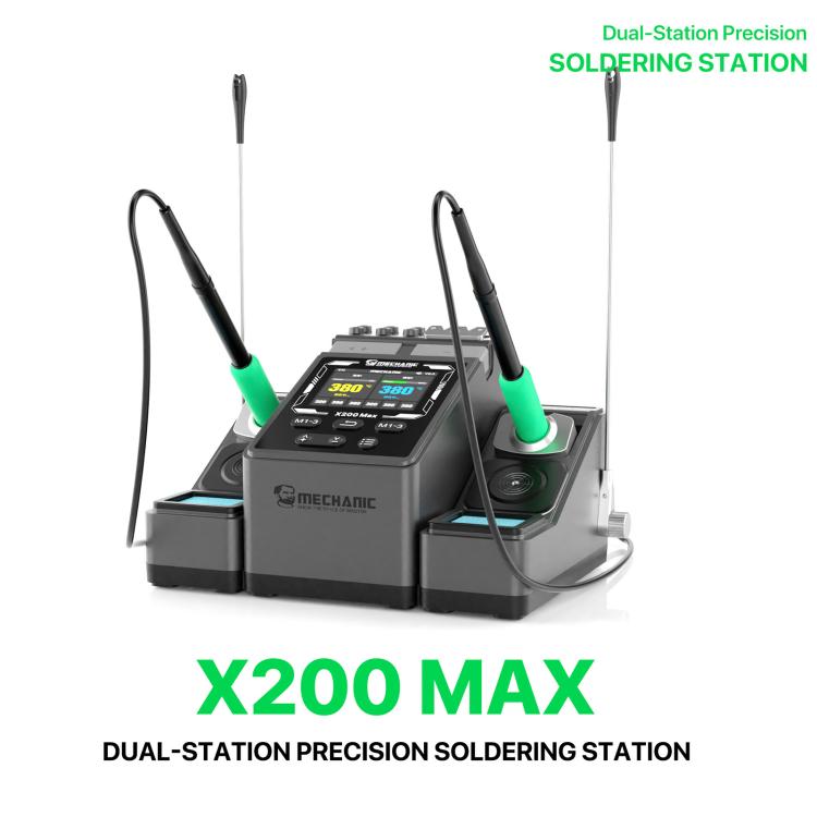 MECHANIC X200 Max Pen-Style Smart Temperature-Adjustable Dual-Station Precision Soldering Station, Plug:US Plug