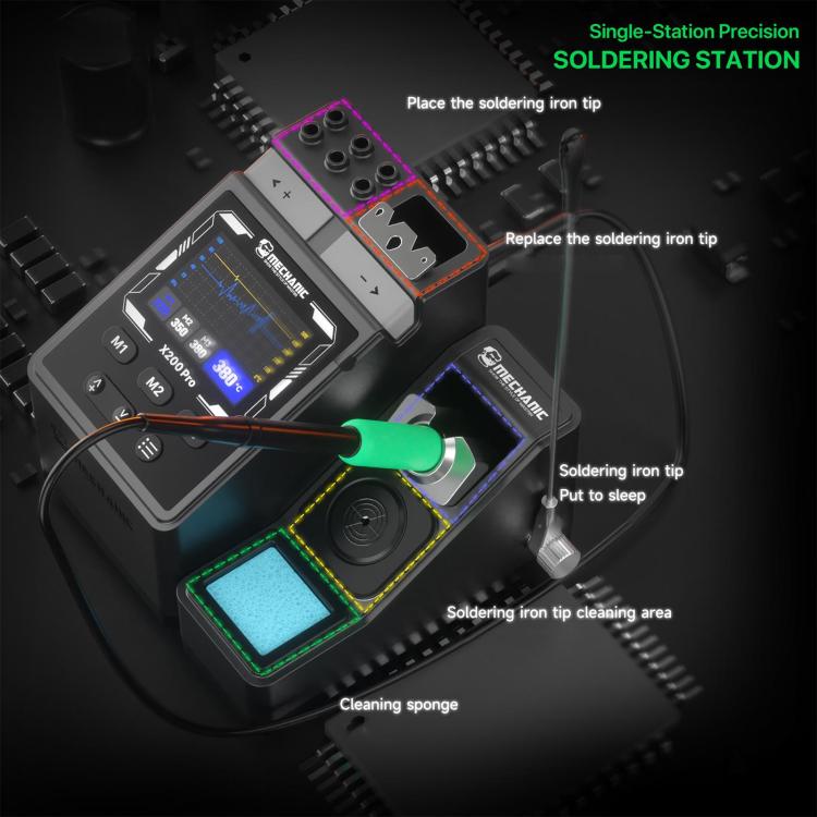 MECHANIC X200 Pro Pen-Style Smart Temperature-Adjustable Soldering Station, Plug:EU Plug