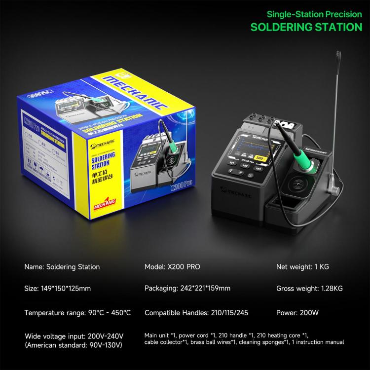 MECHANIC X200 Pro Pen-Style Smart Temperature-Adjustable Soldering Station, Plug:EU Plug