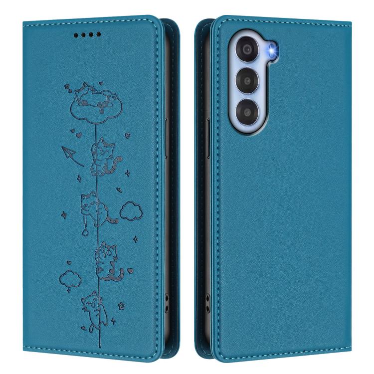 For ZTE nubia S2 504ZT Cute Cats Embossed Magnetic RFID Vegan Leather Phone Case