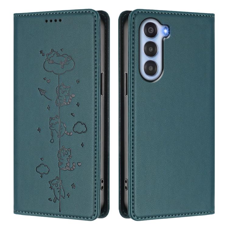For ZTE nubia S2 504ZT Cute Cats Embossed Magnetic RFID Vegan Leather Phone Case