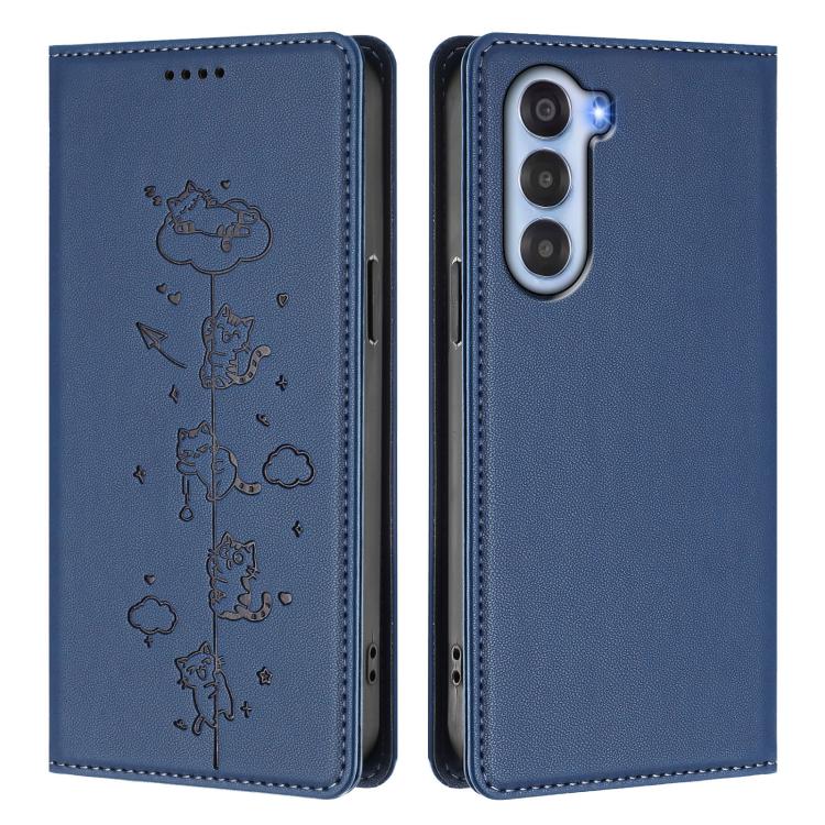 For ZTE nubia S2 504ZT Cute Cats Embossed Magnetic RFID Vegan Leather Phone Case