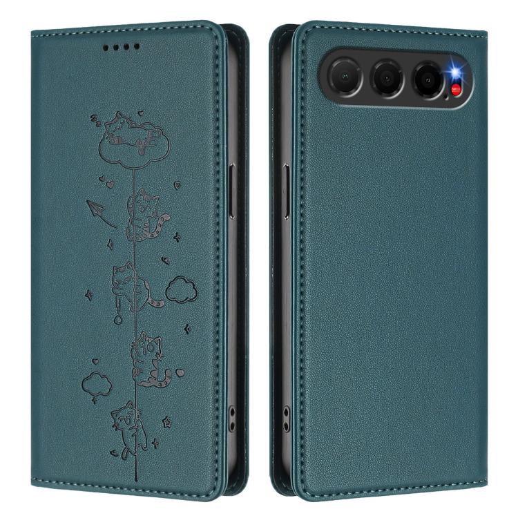 For ZTE nubia Air Cute Cats Embossed Magnetic RFID Vegan Leather Phone Case