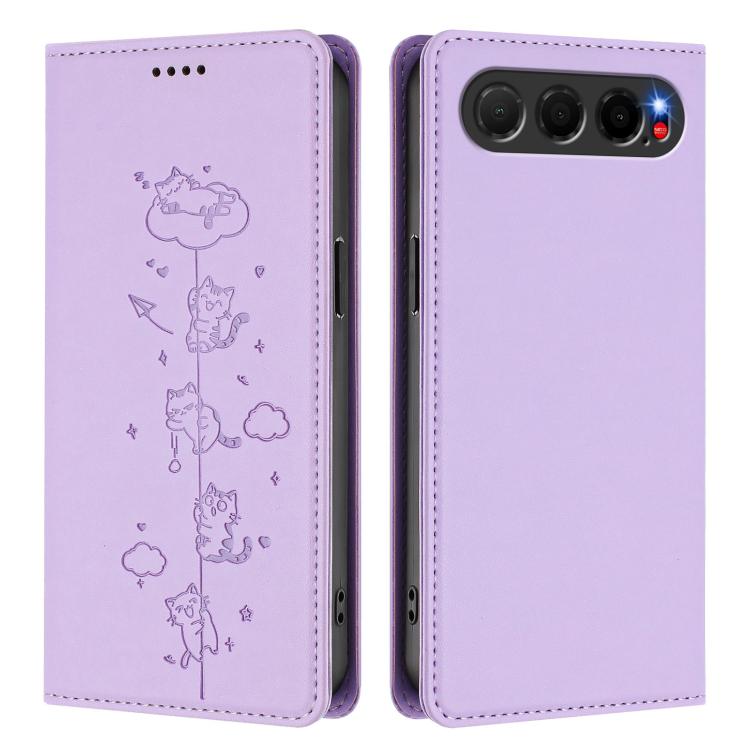 For ZTE nubia Air Cute Cats Embossed Magnetic RFID Vegan Leather Phone Case