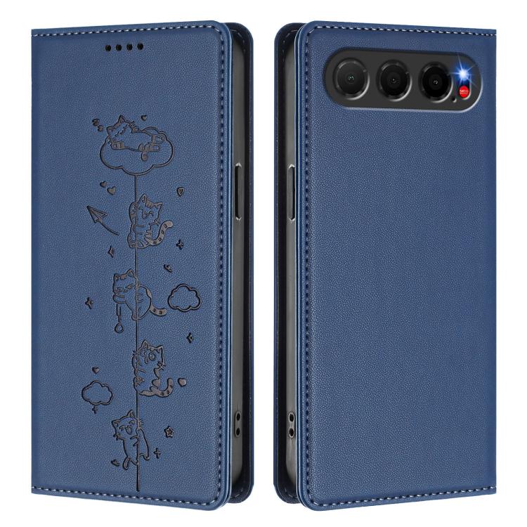 For ZTE nubia Air Cute Cats Embossed Magnetic RFID Vegan Leather Phone Case