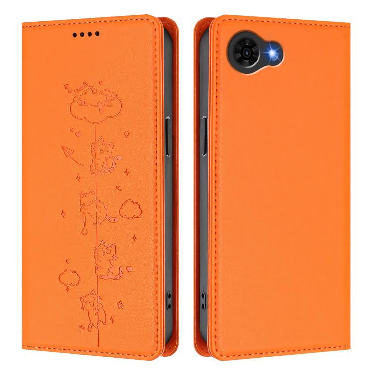For ZTE nubia S2e / S2R / S2 Lite Cute Cats Embossed Magnetic RFID Vegan Leather Phone Case