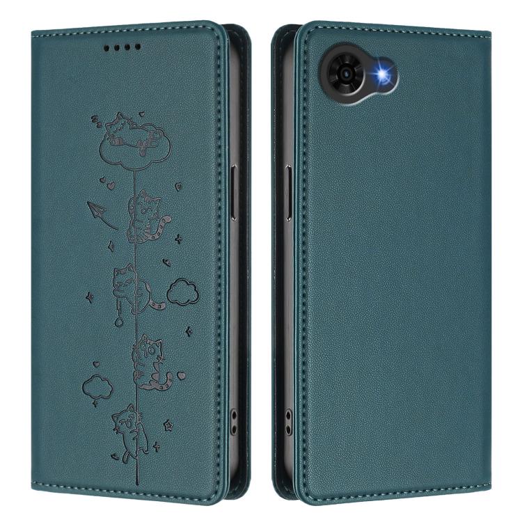 For ZTE nubia S2e / S2R / S2 Lite Cute Cats Embossed Magnetic RFID Vegan Leather Phone Case