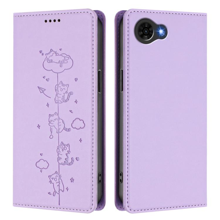 For ZTE nubia S2e / S2R / S2 Lite Cute Cats Embossed Magnetic RFID Vegan Leather Phone Case
