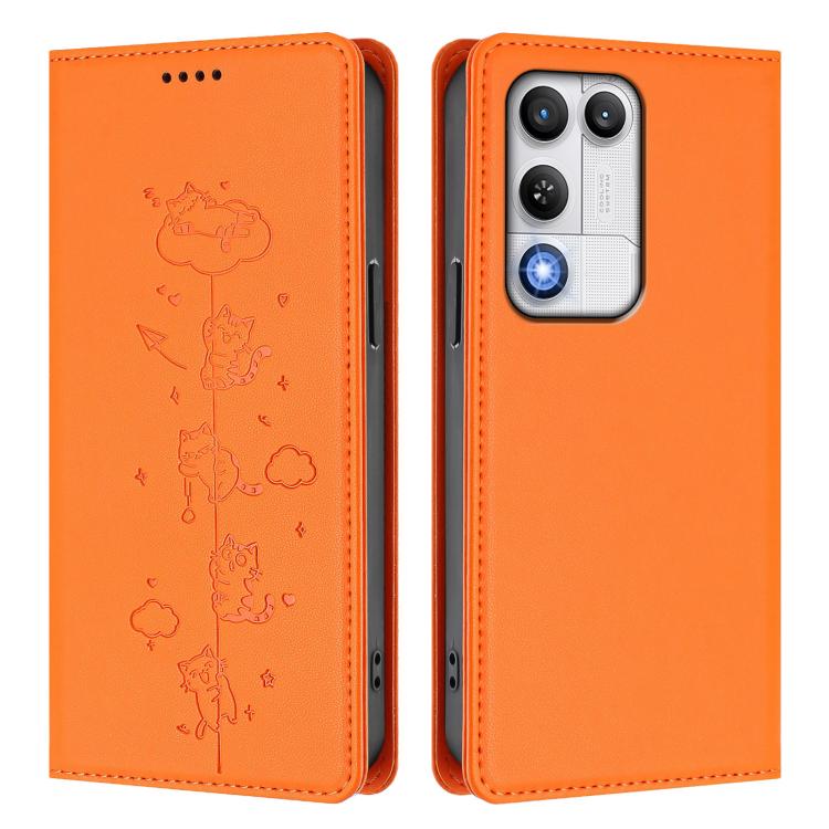 For ZTE nubia RedMagic 11 Air Cute Cats Embossed Magnetic RFID Vegan Leather Phone Case