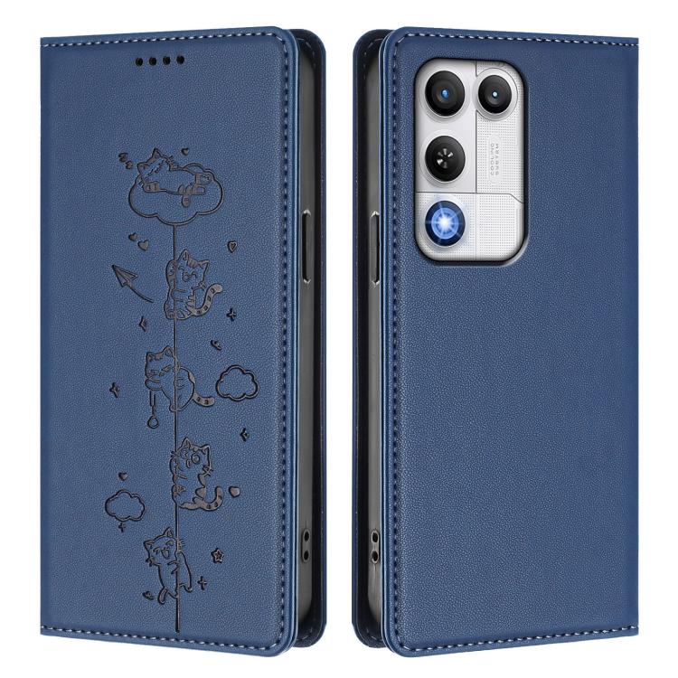 For ZTE nubia RedMagic 11 Air Cute Cats Embossed Magnetic RFID Vegan Leather Phone Case