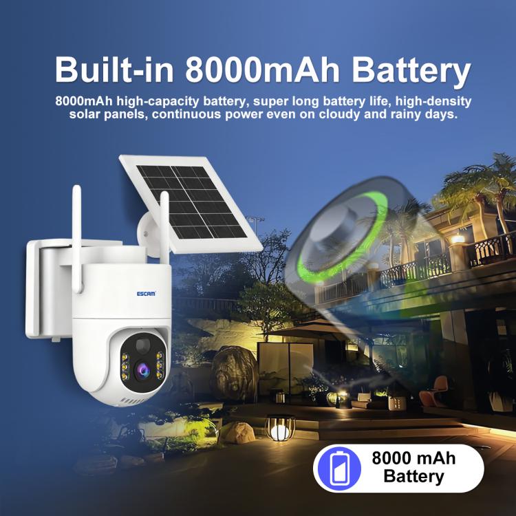 ESCAM QFS71 4G 3MP IP66 Wireless Security Camera System with Solar Panel, Version:European Version - White