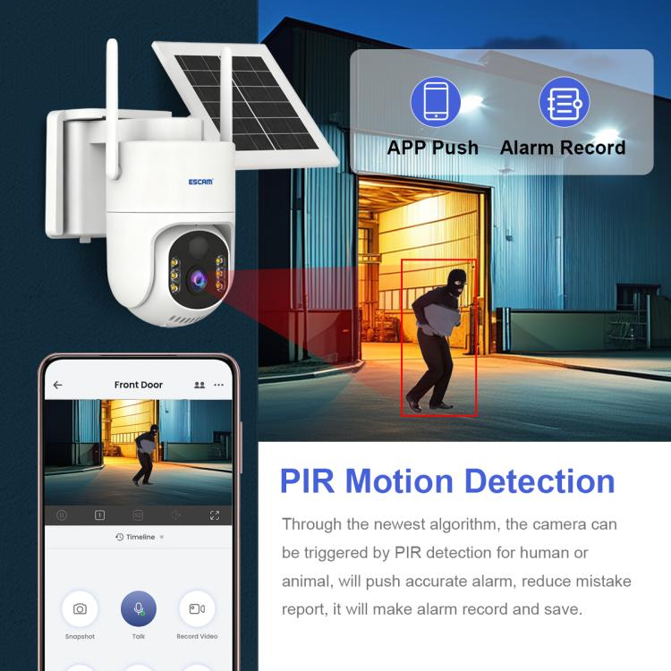 ESCAM QFS71 4G 3MP IP66 Wireless Security Camera System with Solar Panel, Version:American Version - White