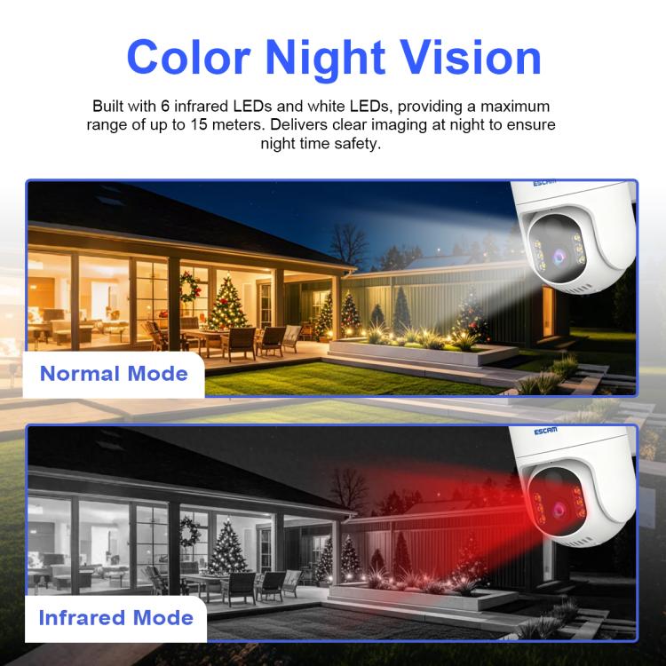 ESCAM QFS71 4G 3MP IP66 Wireless Security Camera System with Solar Panel, Version:American Version - White