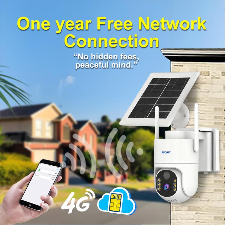 ESCAM QFS71 4G 3MP IP66 Wireless Security Camera System with Solar Panel, Version:American Version - White