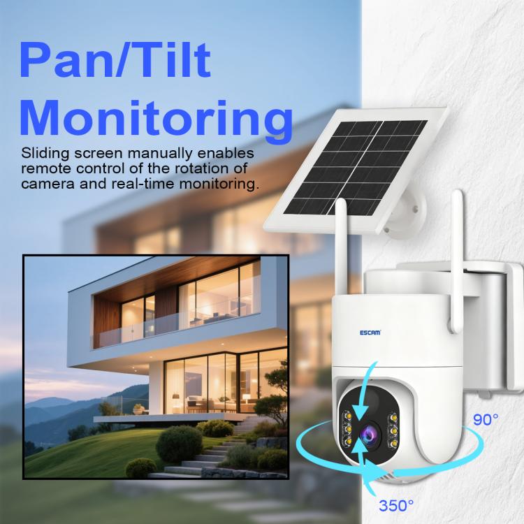 ESCAM QFS71 4G 3MP IP66 Wireless Security Camera System with Solar Panel, Version:American Version - White