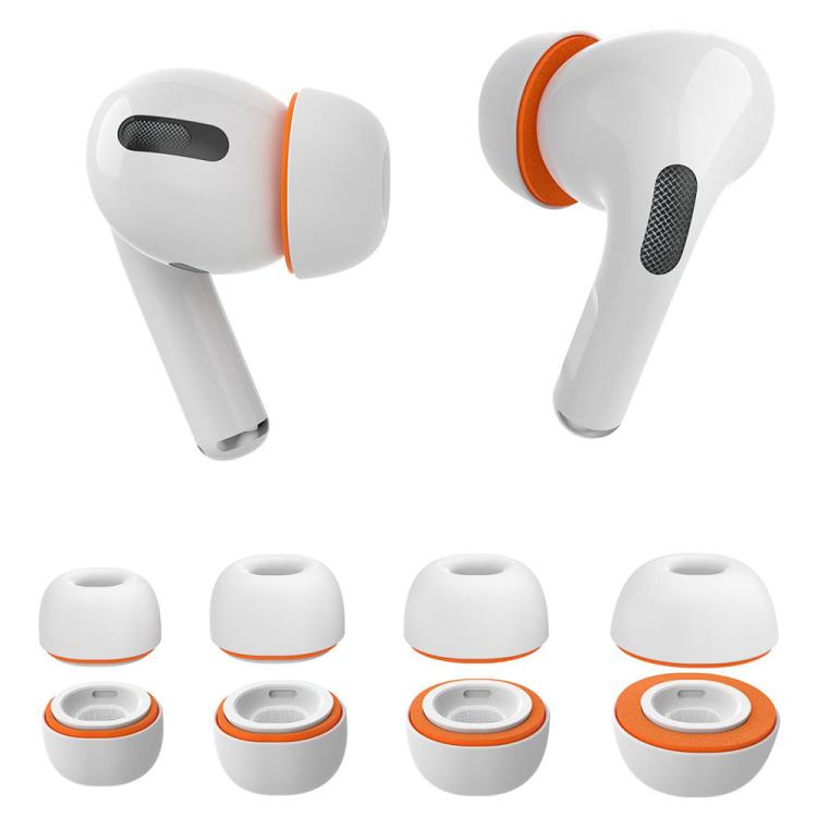 For AirPods Pro 1 / 2 XDcase 4 Pairs Replacement Silicone Sponge Ear Tips, XS/S/M/L Size - White Orange
