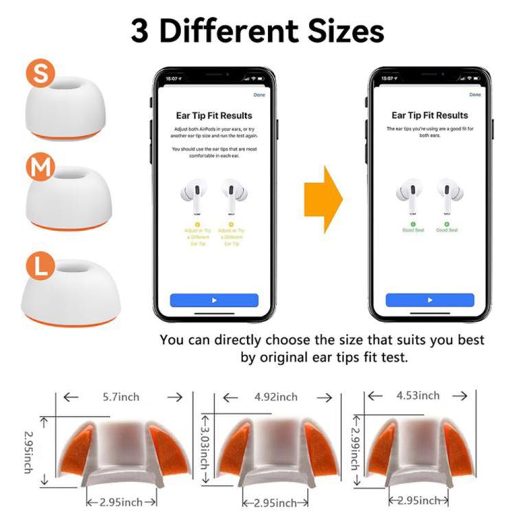 For AirPods Pro 1 / 2 XDcase 3 Pairs Replacement Silicone Sponge Ear Tips, S Size - White Orange