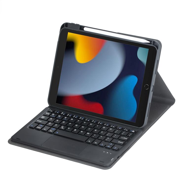 For iPad 10.2 2021 / 2019 / iPad Air 3 360-degree Rotation Bluetooth Keyboard Leather Tablet Case with Touchpad