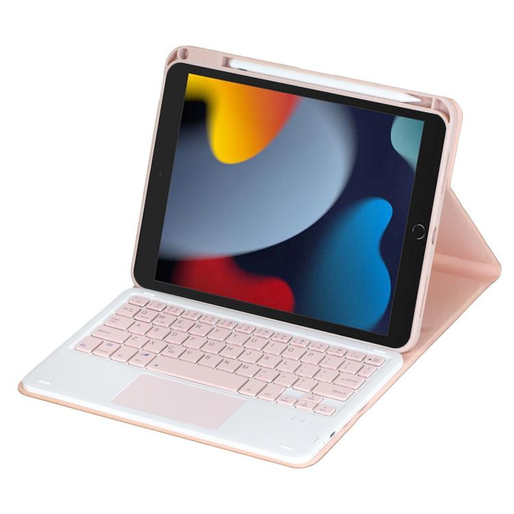 For iPad 10.2 2021 / 2019 / iPad Air 3 360-degree Rotation Bluetooth Keyboard Leather Tablet Case with Touchpad