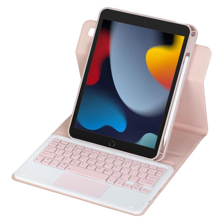For iPad 10.2 2021 / 2019 / iPad Air 3 360-degree Rotation Bluetooth Keyboard Leather Tablet Case with Touchpad