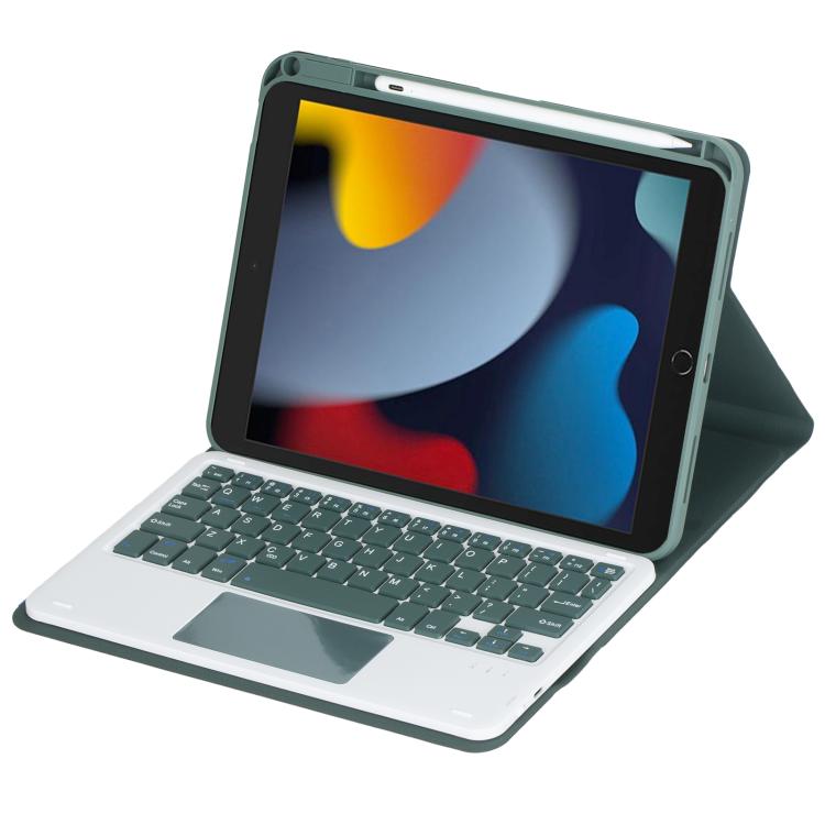 For iPad 10.2 2021 / 2019 / iPad Air 3 360-degree Rotation Bluetooth Keyboard Leather Tablet Case with Touchpad