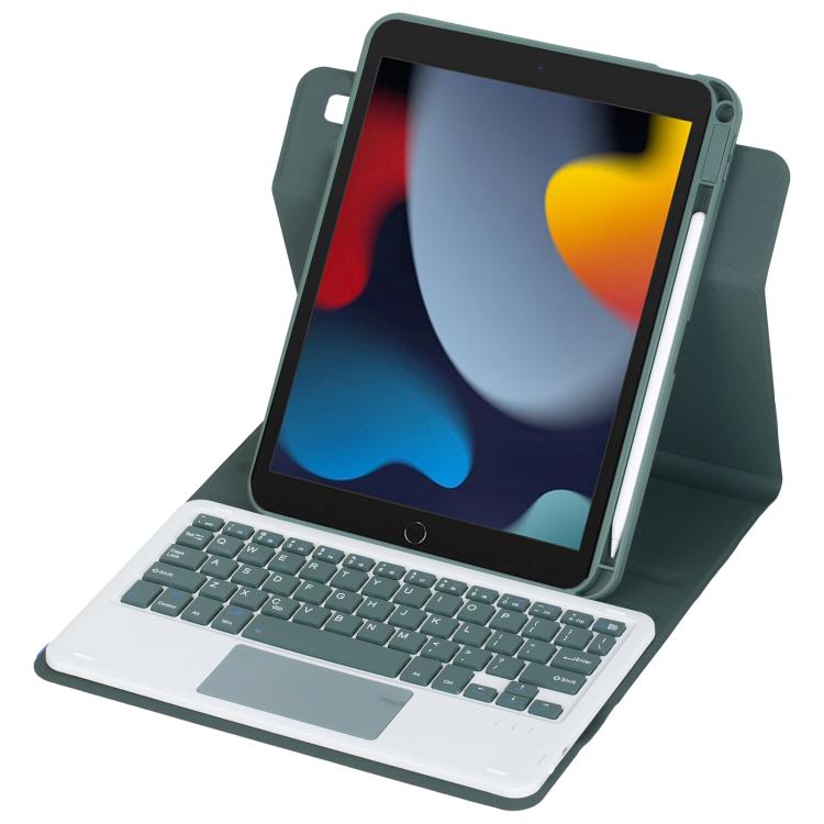 For iPad 10.2 2021 / 2019 / iPad Air 3 360-degree Rotation Bluetooth Keyboard Leather Tablet Case with Touchpad