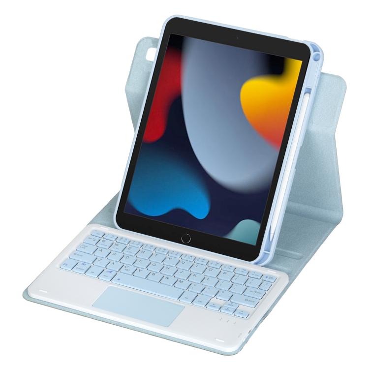 For iPad 10.2 2021 / 2019 / iPad Air 3 360-degree Rotation Bluetooth Keyboard Leather Tablet Case with Touchpad
