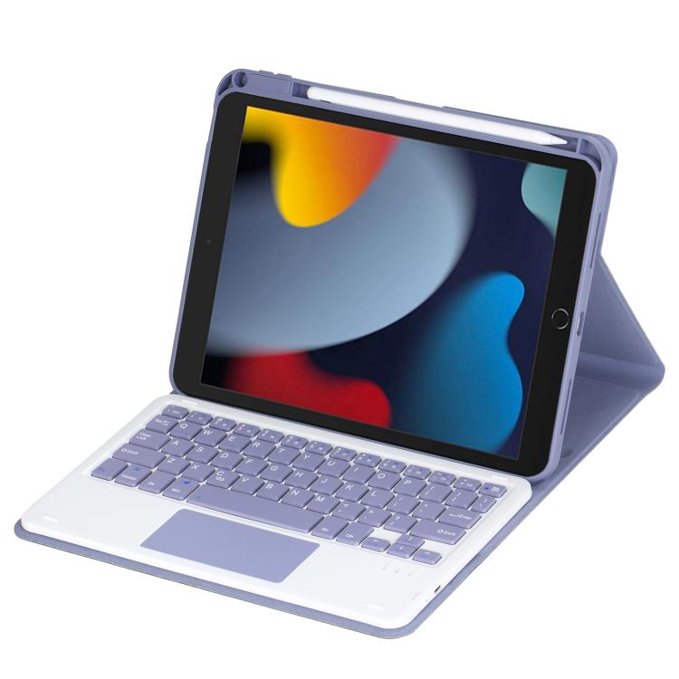 For iPad 10.2 2021 / 2019 / iPad Air 3 360-degree Rotation Bluetooth Keyboard Leather Tablet Case with Touchpad