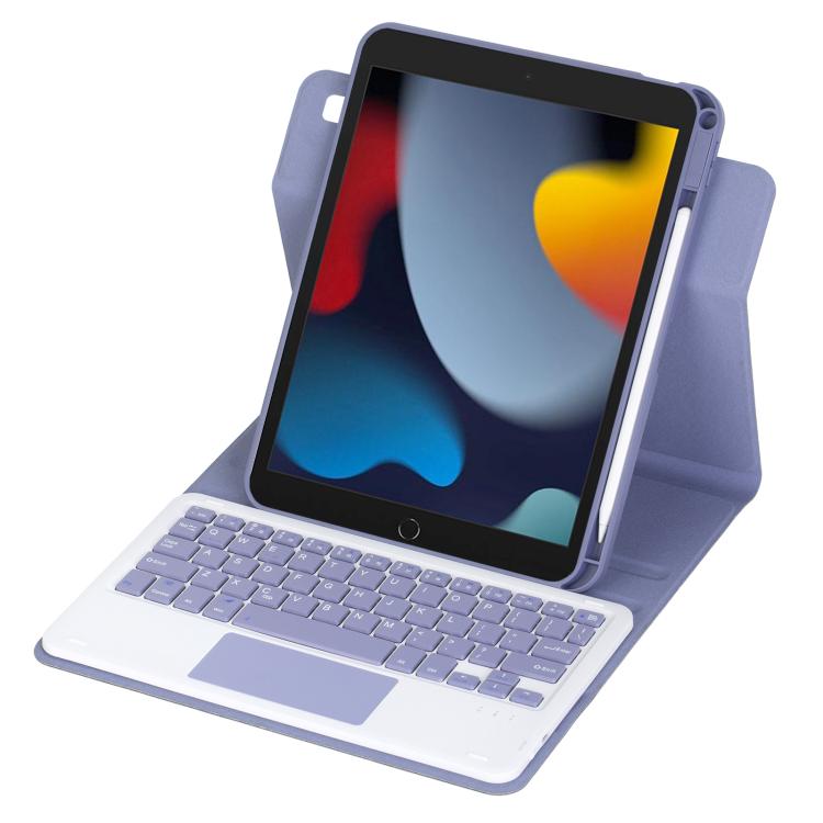 For iPad 10.2 2021 / 2019 / iPad Air 3 360-degree Rotation Bluetooth Keyboard Leather Tablet Case with Touchpad