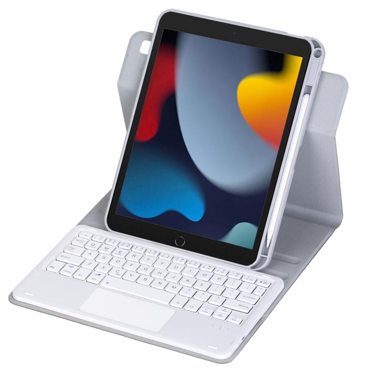 For iPad 10.2 2021 / 2019 / iPad Air 3 360-degree Rotation Bluetooth Keyboard Leather Tablet Case with Touchpad