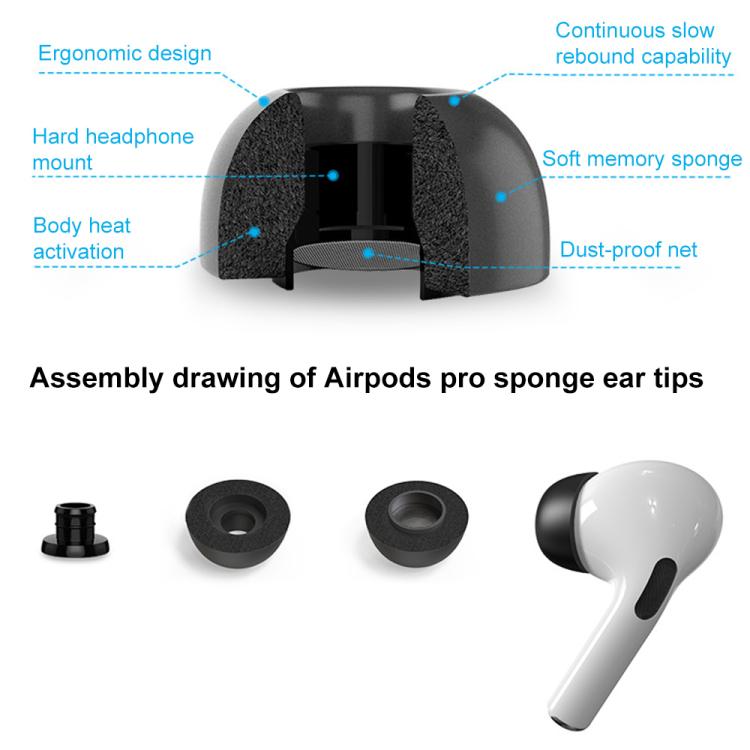 For AirPods Pro 1 / 2 XDcase 3 Pairs Replacement Memory Foam Ear Tips, M Size