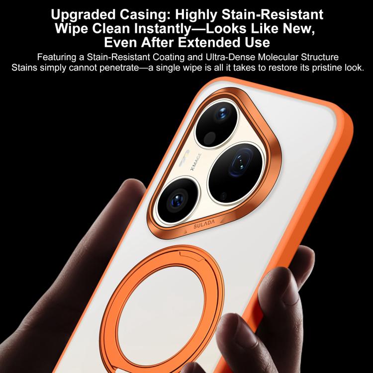 For Huawei Pura 90 Pro Max 5G SULADA 360 Degree Rotation Holder Frosted Magnetic Phone Case