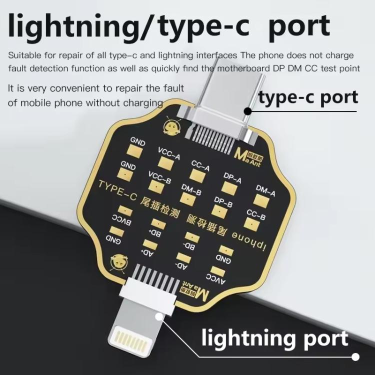 MaAnt Non-Remove Phone Tail Plug Charging Fault Test Board for iPhone / Android