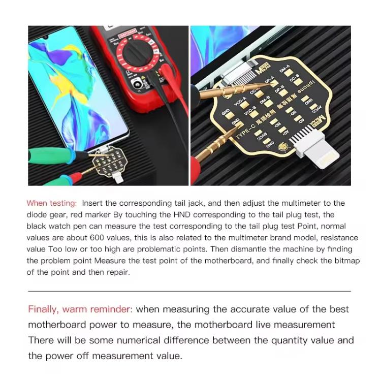 MaAnt Non-Remove Phone Tail Plug Charging Fault Test Board for iPhone / Android