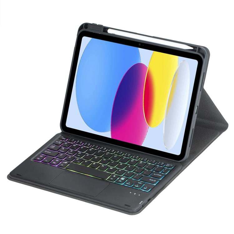 For iPad 2025 / 2022 360-degree Rotation Backlight Bluetooth Keyboard Leather Tablet Case with Touchpad