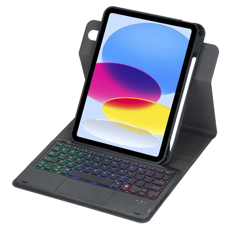 For iPad 2025 / 2022 360-degree Rotation Backlight Bluetooth Keyboard Leather Tablet Case with Touchpad