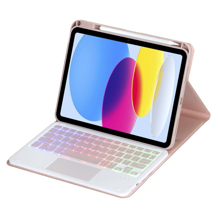 For iPad 2025 / 2022 360-degree Rotation Backlight Bluetooth Keyboard Leather Tablet Case with Touchpad