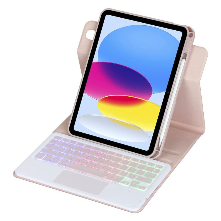 For iPad 2025 / 2022 360-degree Rotation Backlight Bluetooth Keyboard Leather Tablet Case with Touchpad