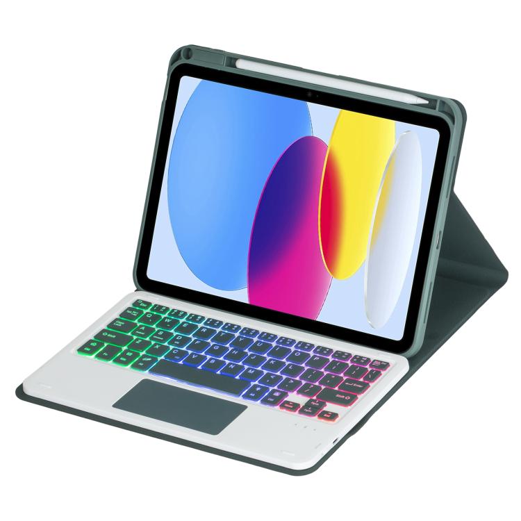 For iPad 2025 / 2022 360-degree Rotation Backlight Bluetooth Keyboard Leather Tablet Case with Touchpad