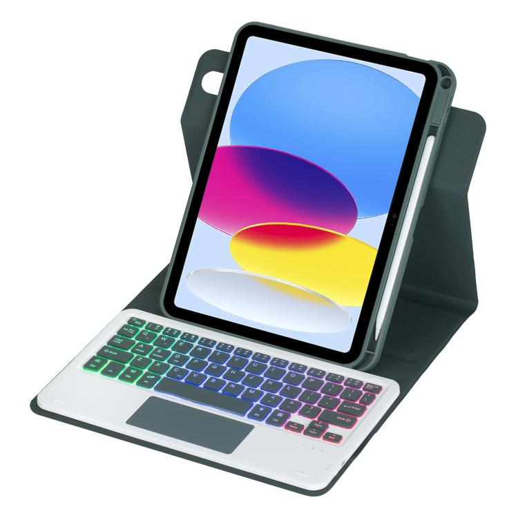 For iPad 2025 / 2022 360-degree Rotation Backlight Bluetooth Keyboard Leather Tablet Case with Touchpad