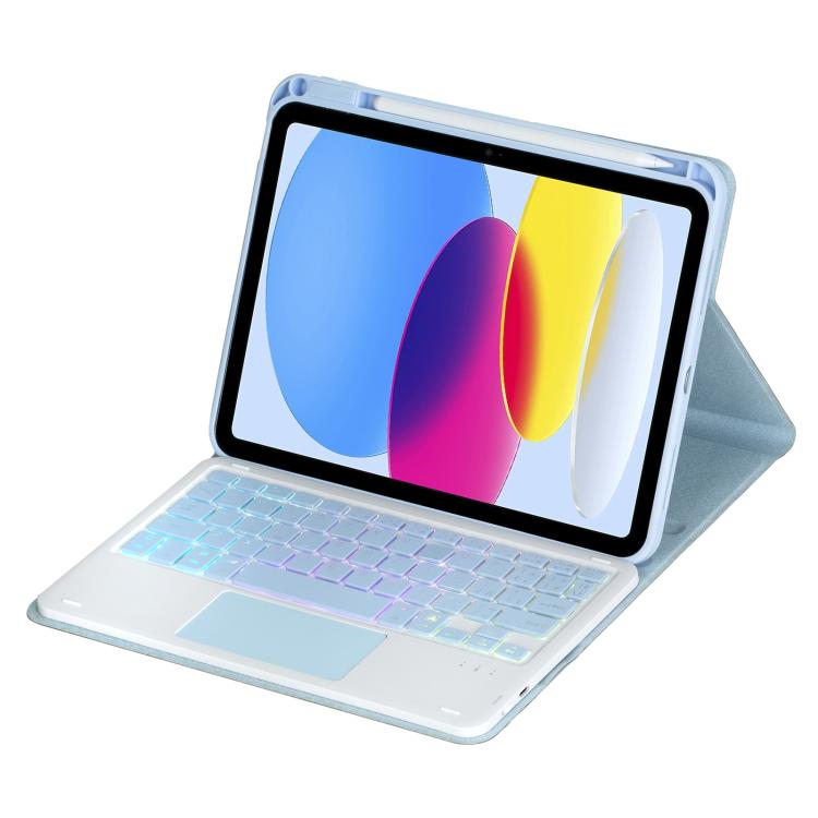 For iPad 2025 / 2022 360-degree Rotation Backlight Bluetooth Keyboard Leather Tablet Case with Touchpad