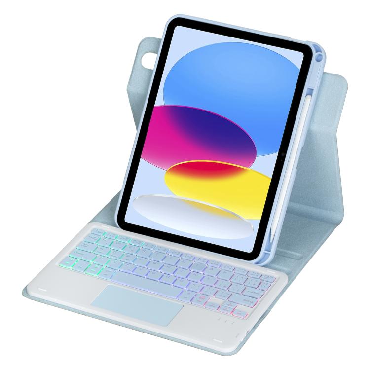 For iPad 2025 / 2022 360-degree Rotation Backlight Bluetooth Keyboard Leather Tablet Case with Touchpad