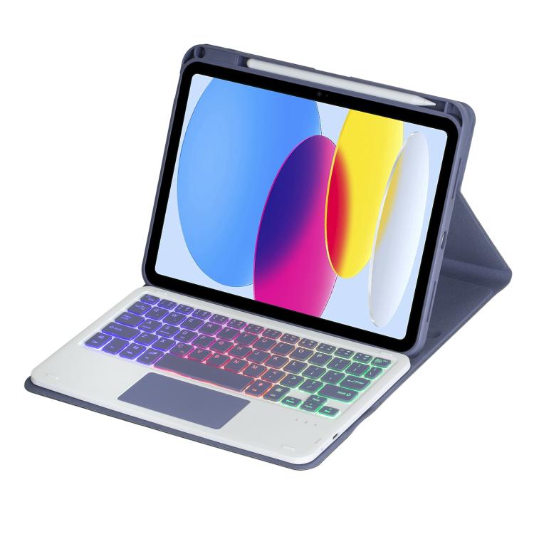 For iPad 2025 / 2022 360-degree Rotation Backlight Bluetooth Keyboard Leather Tablet Case with Touchpad