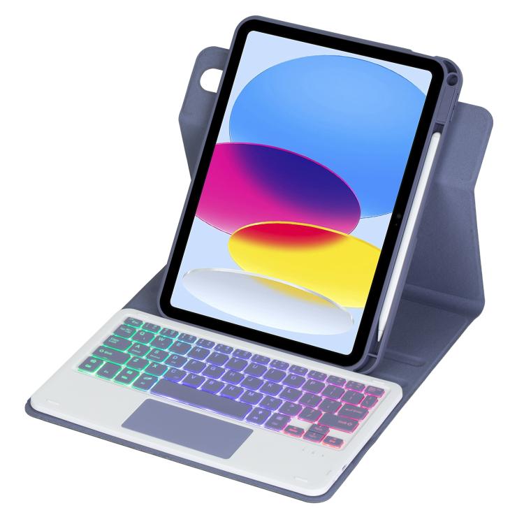 For iPad 2025 / 2022 360-degree Rotation Backlight Bluetooth Keyboard Leather Tablet Case with Touchpad